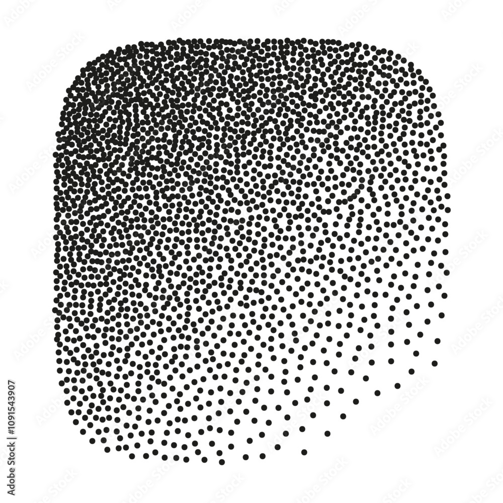 Wall mural geometric gradient dot pattern with grainy texture and noise effect. black and white square with dus