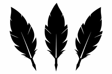 Obraz premium Bird feather silhouette vector set, bird feather icon, vector illustration isolated on white background