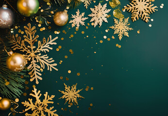 christmas background with balls and snowflakes