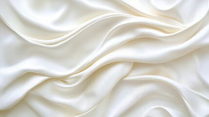 Fototapeta premium A close-up of soft, flowing white satin fabric, perfect for backgrounds in fashion design, wedding invitations, or product photography, Its elegant texture evokes luxury and sophistication,