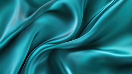 Flowing teal silk fabric with soft folds and smooth texture