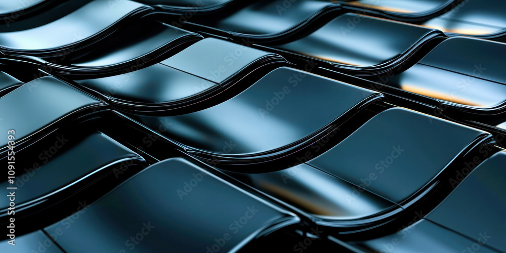 Aufkleber a close up of a black metal surface with a wave pattern