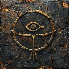 Fototapeta premium Ancient Symbol with Eye Design on Cracked Surface