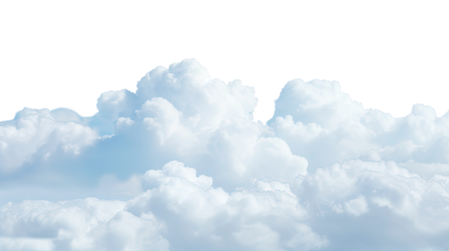 Cloudy clouds on a white background. Telephoto lens photography Realistic daylight
