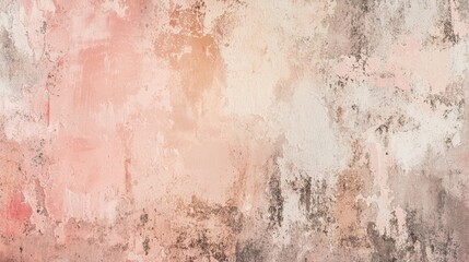 Fototapeta premium Pink wall texture with peeling paint and grunge stains creating a distressed vintage background, perfect for adding a touch of rustic charm to designs