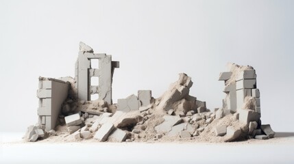 Obraz premium cement ruins on a white background.
