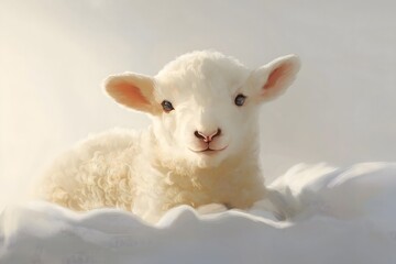 Fototapeta premium Gentle lamb with soft fur