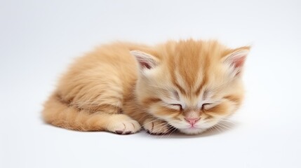 Fototapeta premium One newborn baby cat on a white background. 
