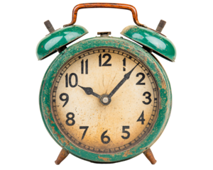 an old green alarm clock