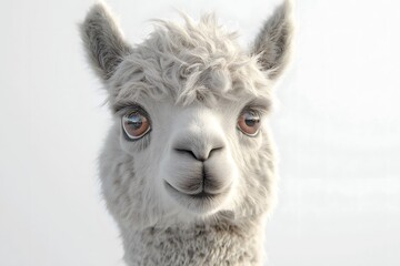 Obraz premium Fluffy alpaca with a curious look