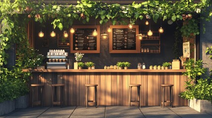 Design background of a street food cafe mockup, ideal for coffee shop branding presentation.