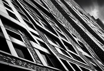 Fototapeta premium exploring dynamic urban textures through monochrome scenes capturing unique architectural patterns designs, architecture, cityscape, structure, skyline