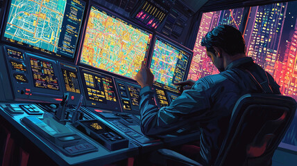 Obraz premium A dispatcher working
