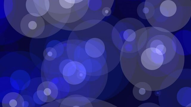 An abstract composition featuring a blue background with unlinked floating circles of various sizes and shapes, creating a whimsical and solitary atmosphere