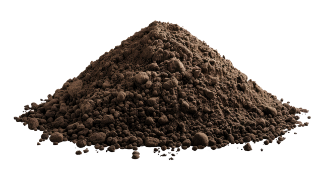 Soil, pile of soil isolated on png background.