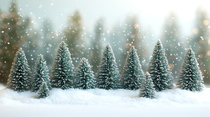 Fototapeta premium Miniature Snowy Forest with Tiny Trees
