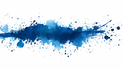 Fototapeta premium A blue paint brush stroke on a white background. the brush stroke is very thick and has a lot of texture. Paint Splatter Canvas. Illustration