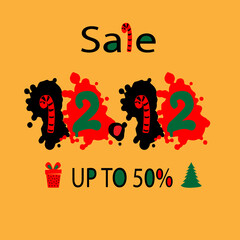 llustration,Flash sale poster, Sale banner design template with editable text effect, 50 percent off on 12.12 sale
