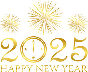 happy new year 2025 - golden design, golden fireworks, best on the web ver 3