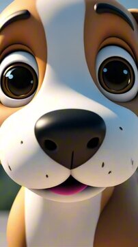 vertical 9:16 3d puppy dog cartoon character digital art