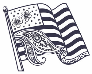 Customizable American Flag with Paisley Pattern