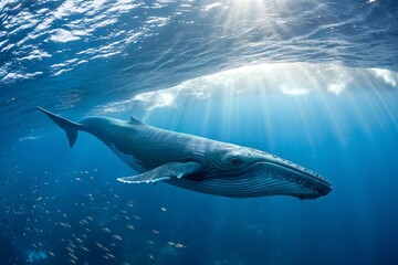 Fototapeta premium Dolphin in the Water Graceful Marine Life in a Serene Aquatic Setting