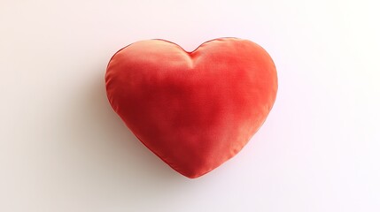 Fototapeta premium Red plush heart cushion on white background with space
