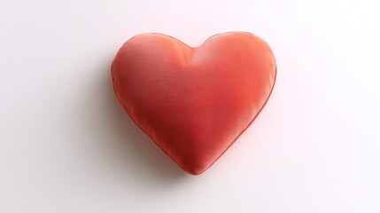 Fototapeta premium Red heart-shaped object on white background with shadows