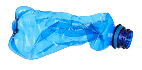 Fototapeta premium One crumpled plastic bottle isolated on white