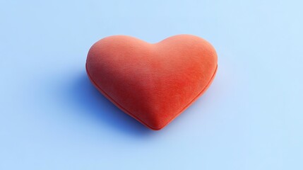 Fototapeta premium Red heart on blue background with soft shadows