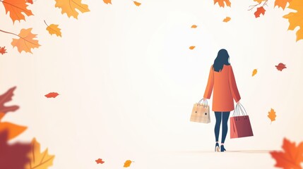 Fall shopping sales season poster background template.