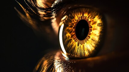 Fototapeta premium Illuminated Iris with Glowing Details on Dark Background