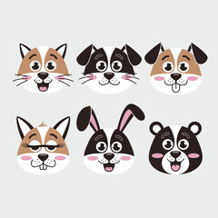 Obraz premium Playful Cartoon Faces Expressive Flat Color Character Emotions 