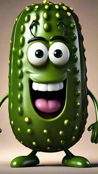 vertical 9:16 3d pickle cartoon character mascot digital art