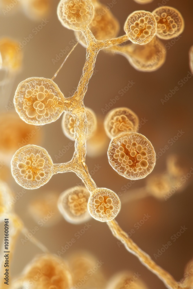 Canvas Prints microscopic view of yeast cells actively participating in the fermentation process, essential for br