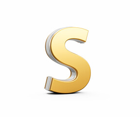 Fototapeta premium Golden Capital Letter S Gleams With Sleek Modern Design Bold Font With Sharp Edges 3D Illustration