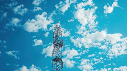 Obraz premium Communication Tower Against a Cloudy Sky