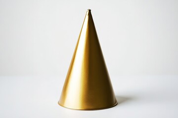 Fototapeta premium Golden cone on white background with minimalist design