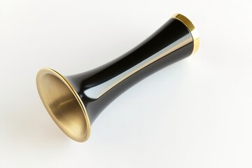 Obraz premium Black and gold megaphone on white backdrop