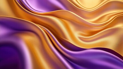 Fototapeta premium Abstract Draped Purple and Gold Satin Fabric