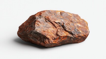 Obraz premium Rusty Rock Geology Nature Stone Texture 3D Render Rough Surface Brown Red Isolated Mineral Earth