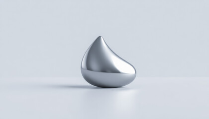 Fototapeta premium Elegant Silver Metallic Teardrop on Clean White Background