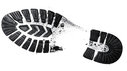 single black powder print of boot isolated on white background