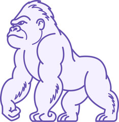 Obraz premium Gorilla Color Icon. Vector Illustration. Monkey, Large and Dangerous Primate. Animals Concept
