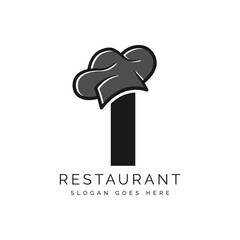 Letter I logo with chef's hat for a restaurant. Alphabet I Concept Design Food Business Logotype vector illustration