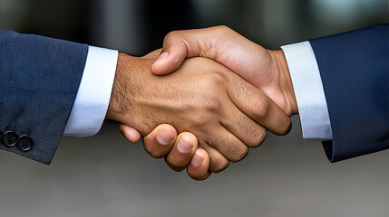 Obraz premium Two men shake hands in a business meeting