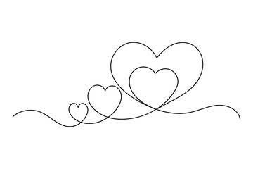 Two Hearts Continuous One Line Drawing Minimalist Illustration