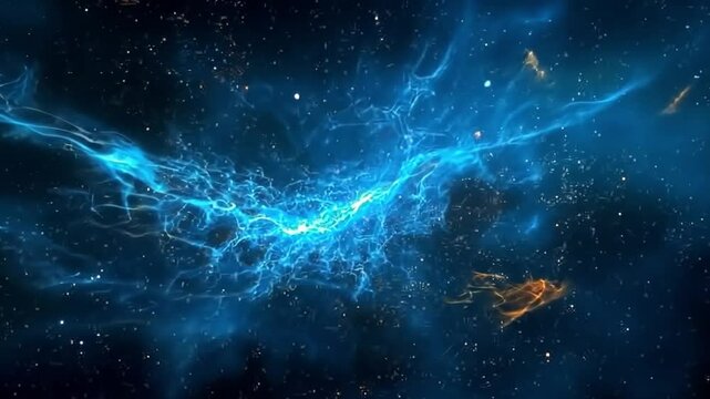 Vibrant blue nebula glowing in deep outer space. Concept of cosmic beauty, astronomy, and the mysteries of the universe.