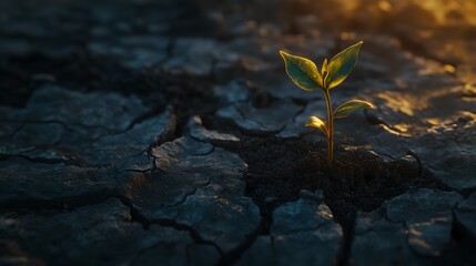 Plant growing on the dry ground soil leaf agriculture