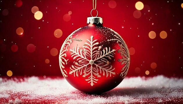 Red patterned bauble on a red background